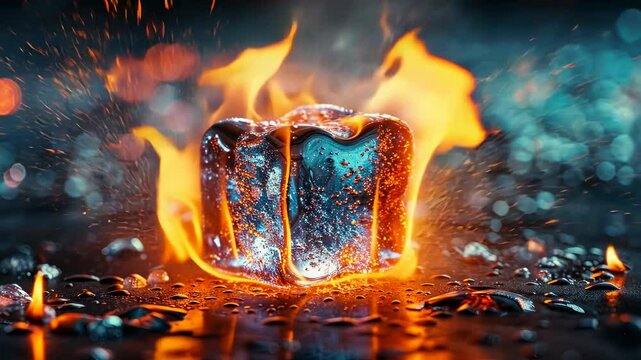 Ice Cube in Flames: A Paradoxical Dance of Fire and Ice