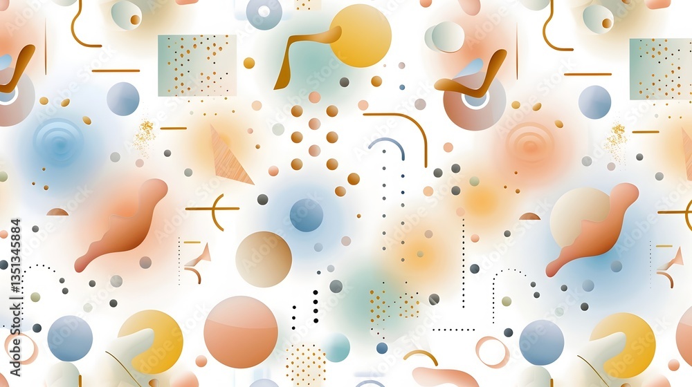 Poster vibrant and energetic retro 80s memphis style abstract pattern with irregular geometric shapes dots 