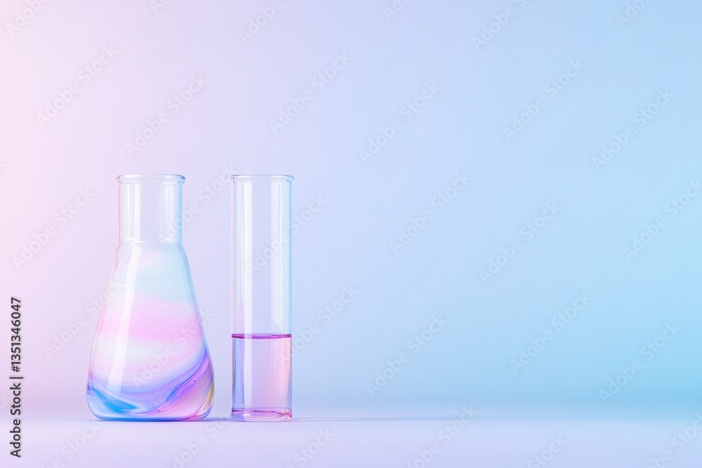 Poster vibrant blend of swirling colorful liquids creating dynamic abstract patterns in test tube evoking e
