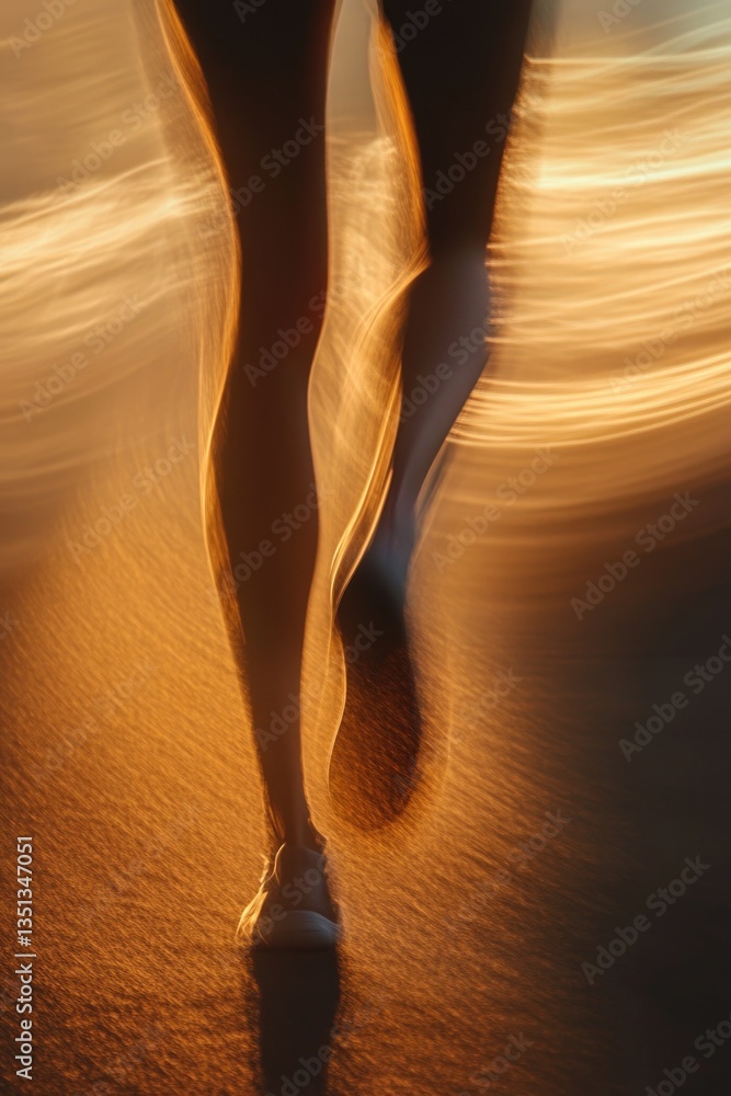 Poster a person strolling along the coast, possibly enjoying a relaxing day out