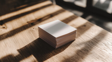 Growing Business Card Stack Tower in Modern Office