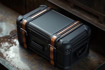 A suitcase sitting on a table, great for travel or adventure themed scenes