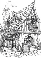 Obraz premium Fantasy Tavern Coloring Pages