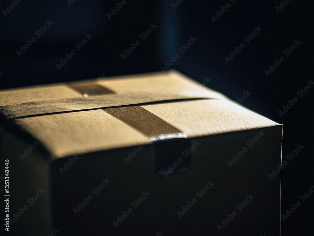 Poster A close-up view of a box sitting on a table, suitable for use in product or inventory displays