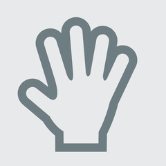 Open hand icon, simple lines, clean design, neutral color palette.
