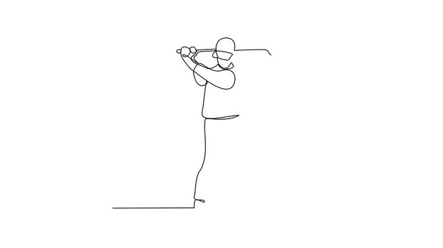 Animated self drawing of Golf sports video design illustration. The people is playing golf golf sports in the field with championship system in simple linear design continuous style video concept.