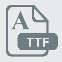 TrueType font file icon, minimalist style, blue and white colors.