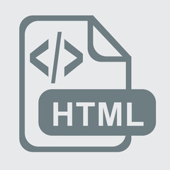 HTML file icon, web code format, browser, clean, modern design.