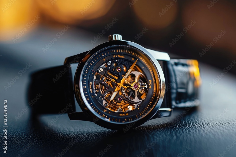 Poster A close-up view of a watch placed on a table