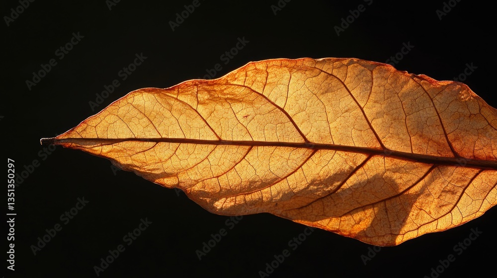 Poster a single leaf photographed against a black background, ideal for use in designs where a pop of green