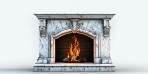 Cozy Fireplace: A realistic illustration captures the inviting warmth of a classic fireplace with a roaring fire, creating a cozy and comforting ambiance. 