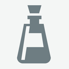 Chemistry icon, laboratory flask, scientific experiment, molecules, education, research.