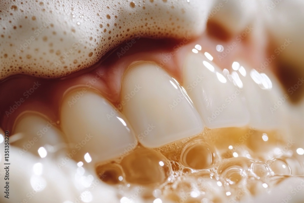 Poster a close-up shot of a tooth with visible bubbles