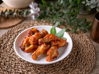 Classic New Orleans BBQ Roasted chicken buffalo wings.