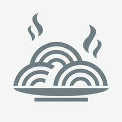 Spaghetti glyph icon with fork, simple solid vector food design.