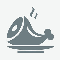 Cooked meat icon with grill marks, flat tasty vector illustration.