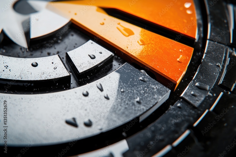 Poster Close-up of a clock with raindrops on its surface, great for weather or time-themed concepts