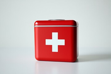 Obraz premium Red First-Aid Kit for Emergency Preparedness
