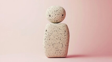 Beige Terrazzo Person Icon on Pink Background
