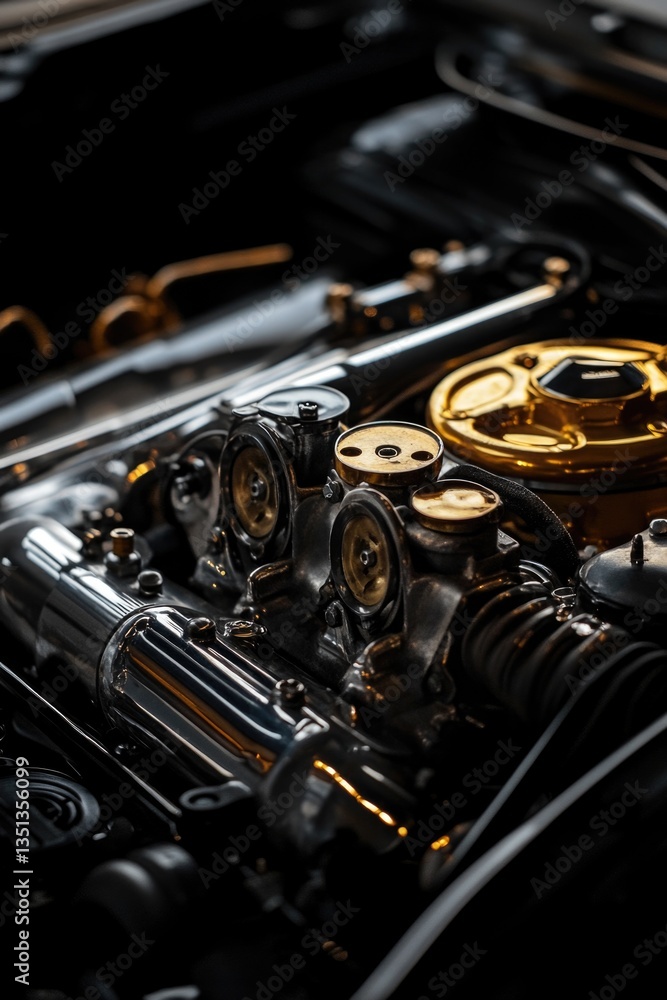Poster a detailed view of an automobile engine