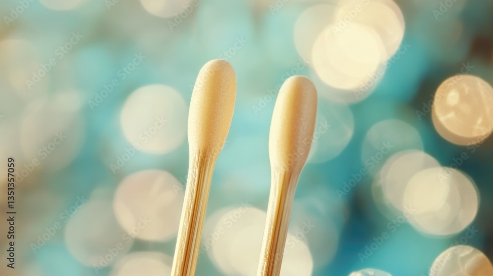 Aufkleber two toothbrushes sit side by side on a table, ready for use