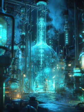 PHENOXYETHANOL: A Cybernetic Lab Suspended in a Void, Merging Science and Imagination in a Futuristic Realm