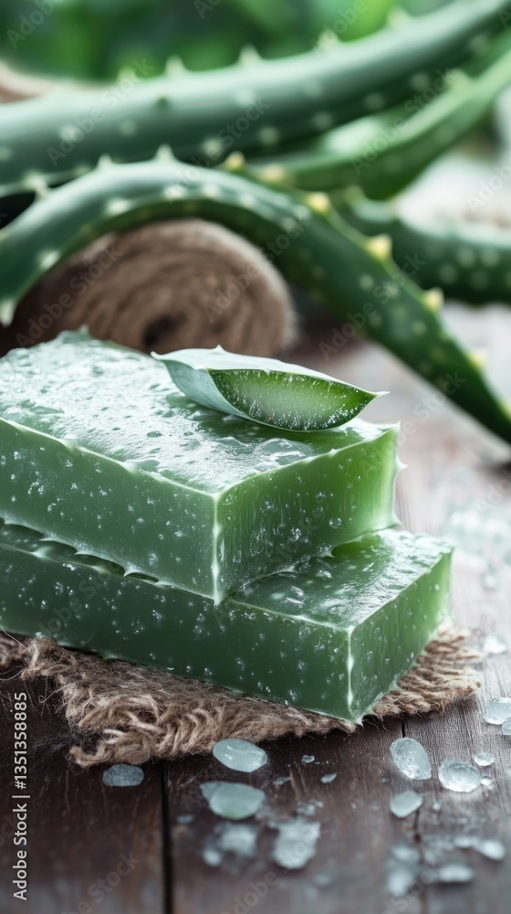 Poster a detailed view of a bar of soap sitting on a flat surface, suitable for use in advertising or produ