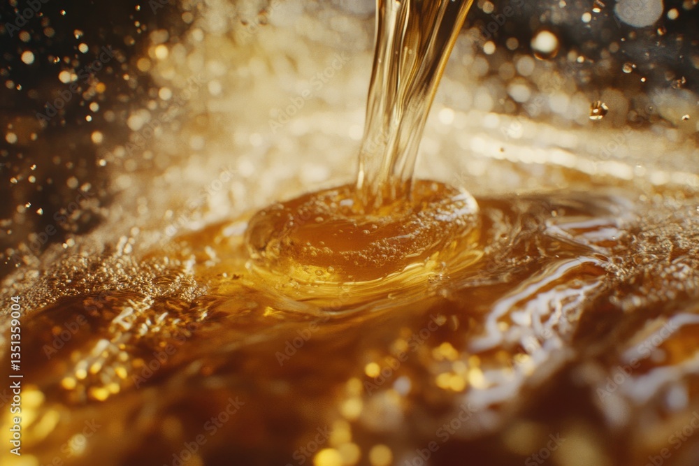 Poster close-up of liquid flowing into a container