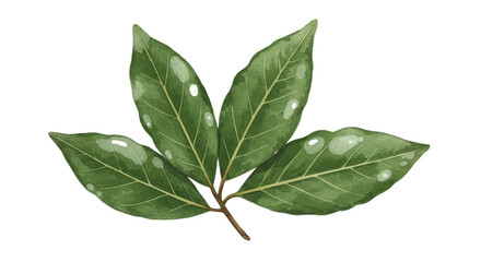 Obraz premium A Small Cluster of Bay Leaves With Deep, Glossy Greens and Textured Details
