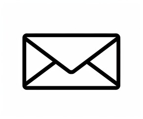 Minimalist envelope icon in black outline style without any filled areas, displayed on a plain white background. Clean and modern symbol representing email, message, or communication.