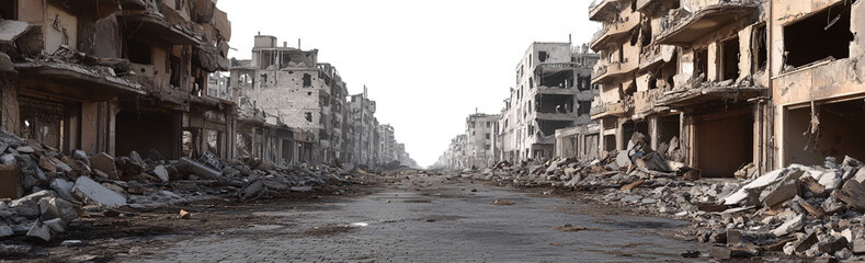 buildings that have been destroyed or collapsed isolated on transparent background