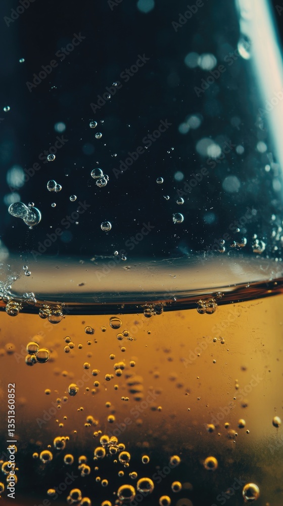 Aufkleber a close-up shot of a glass of water with visible bubbles, suitable for use in illustrations related 