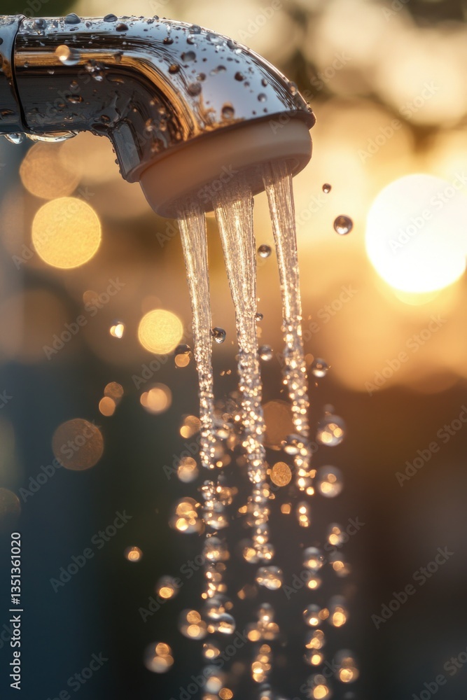 Poster a close-up view of a faucet with flowing water