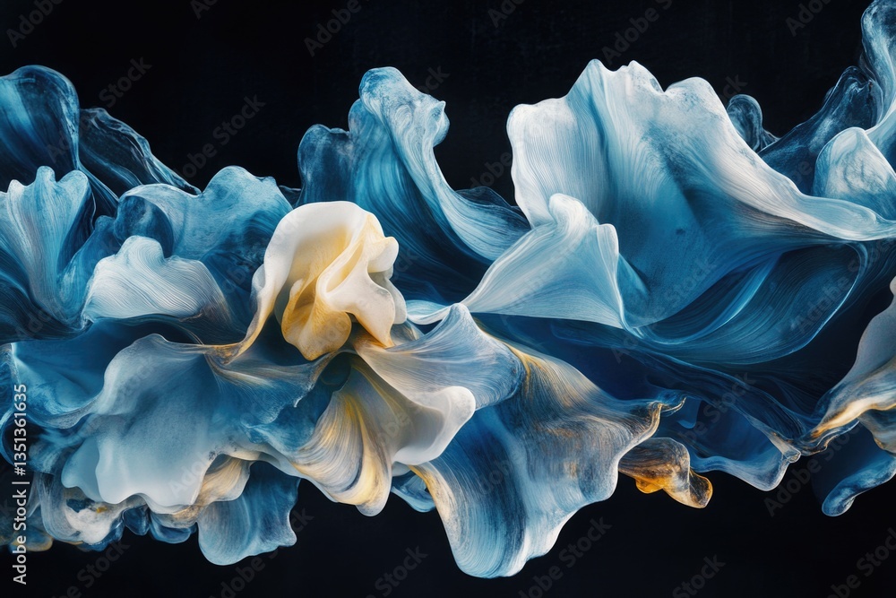 Poster a close-up shot of a blue and white flower, perfect for using as a decorative element or in a still 
