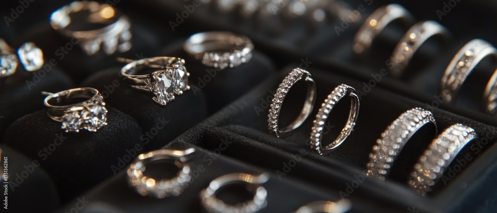 Poster a showcase filled with various ring designs and styles