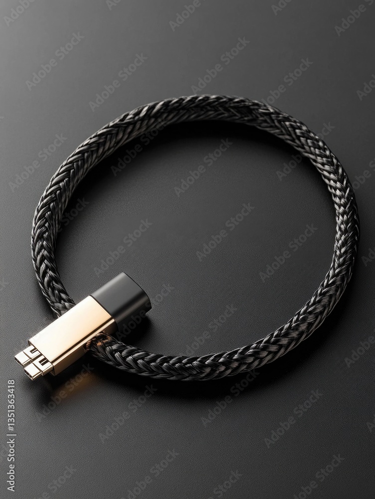 Aufkleber a close-up view of a cable connected to a device, ready for use