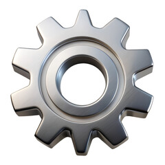 3d silver gear icon isolated on transparent background