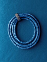 Close-up view of a cable lying on a blue surface, suitable for technology or electronics-related images