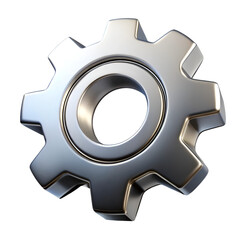 3d silver gear icon isolated on transparent background
