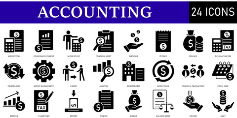 Set of Accounting Icons or symbols Vector fully editable file.