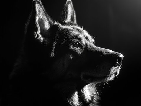 A monochrome image of a dog with a unique texture
