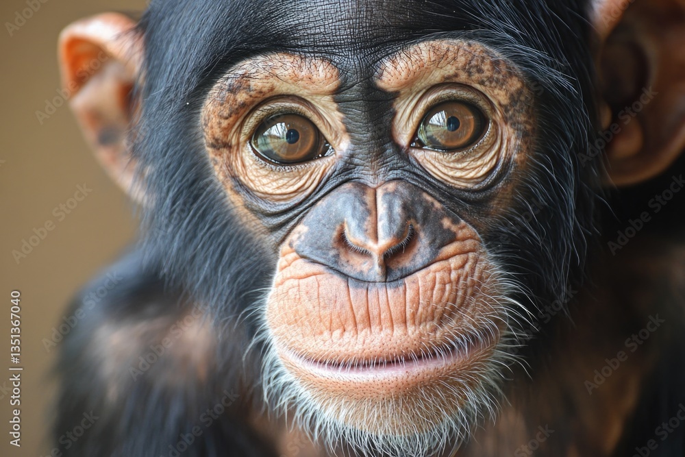 Poster close-up shot of a monkey's face with large expressive eyes