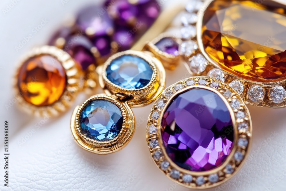 Aufkleber A close-up shot of a collection of colorful jewels, ideal for use in editorial or commercial content where visual interest is key