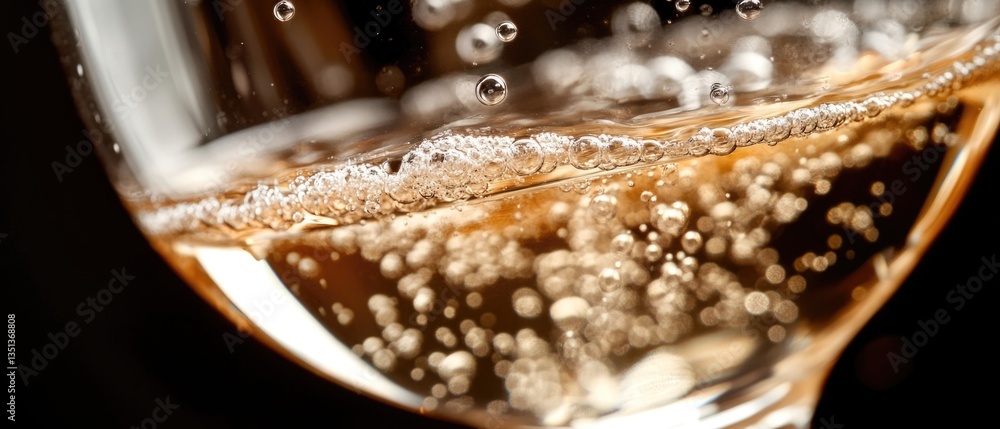 Poster a close-up of a glass of wine with bubbles, perfect for a toast or special occasion