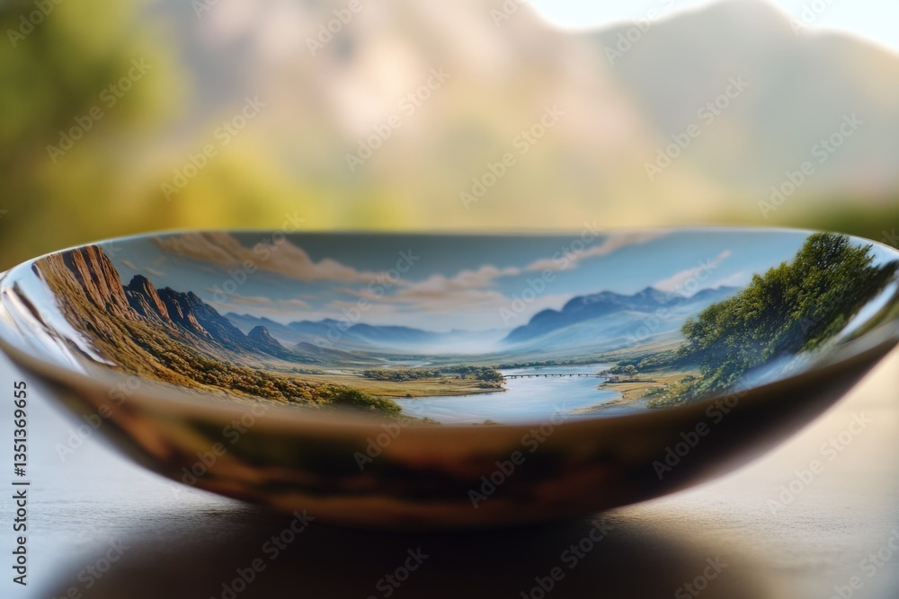 Poster a close-up shot of a bowl sitting on a table, with a simple and clean background