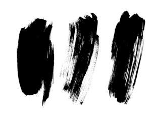 An artistic presentation of three textured black brush strokes, conveying a sense of creativity and personal expression.