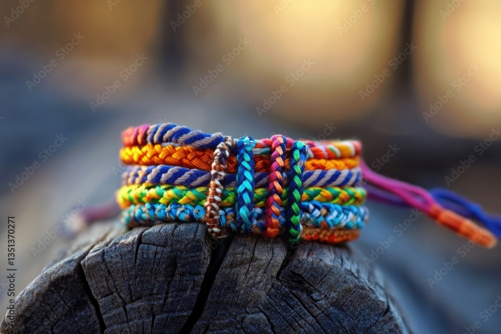 Poster a pair of bracelets lying on a wooden board, ready for use or display