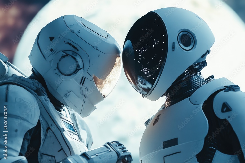 Aufkleber two robots standing side by side