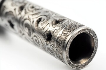Naklejka premium A close-up shot of a silver pipe on a white surface