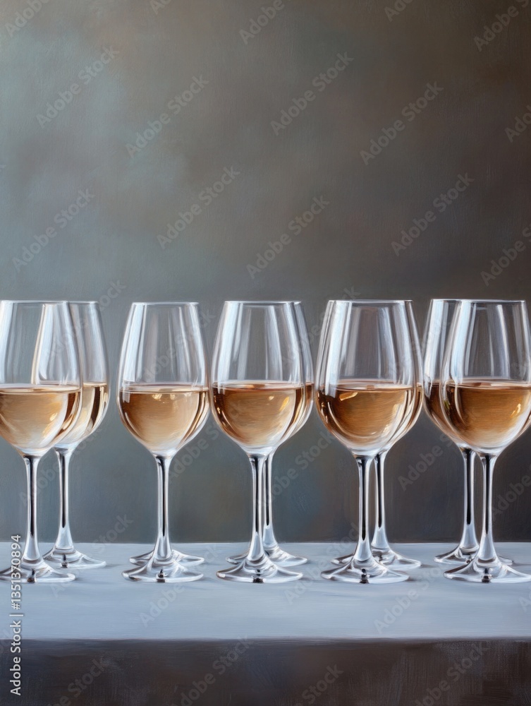 Poster A collection of wine glasses placed neatly on a table